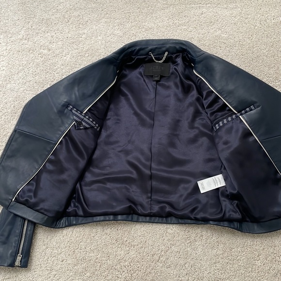 J.Crew Navy Leather Motorcycle Jacket - Picture 7 of 12